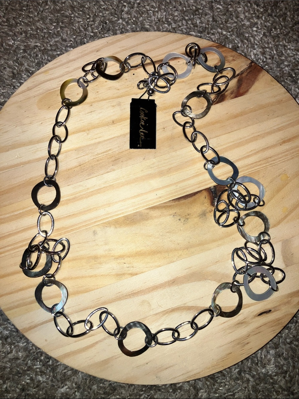 Cookie Lee Polished Silver Multi-Circle Link Necklace